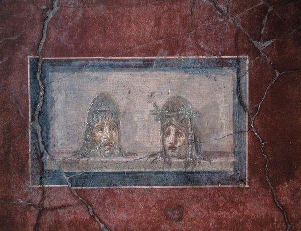 Två teatraliska masker, 1:a århundradet f.Kr.-79 e.Kr av Roman Roman
