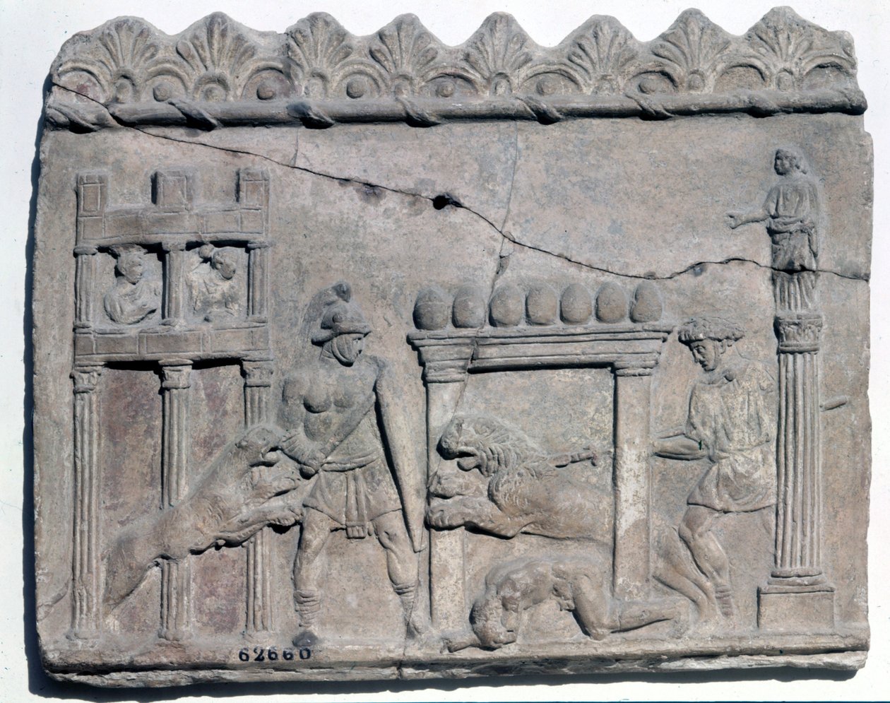 Jakt på arenorna. Nedre relief från den romerska epot. Museo Nazionale Romano av Roman Roman