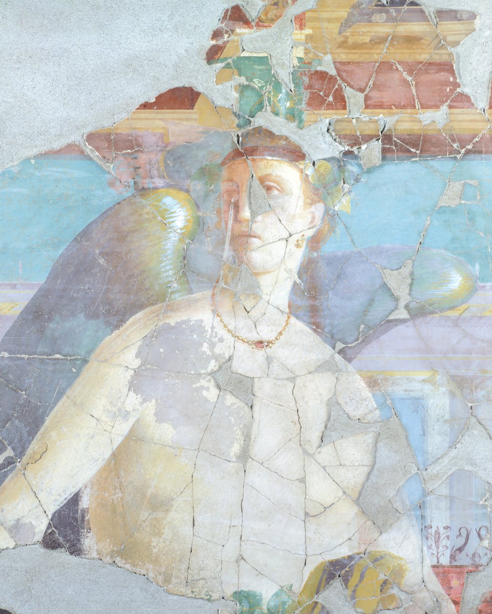 Bevingad kvinna, detalj av fresk i House of Fabius Rufus, Pompeji, Kampanien, romersk civilisation av Roman Roman