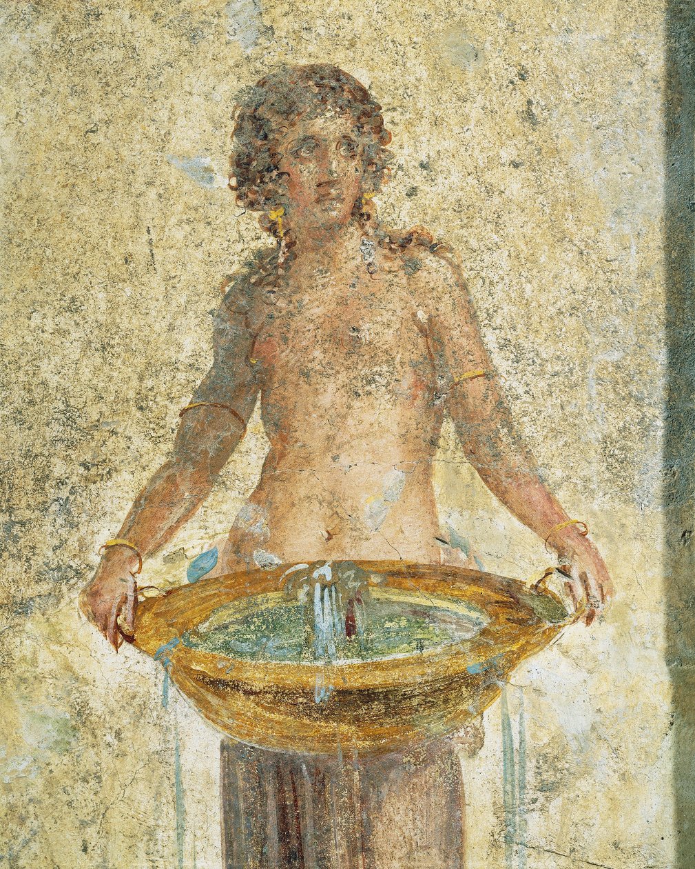 Kvinna som bär en hink med vatten, detalj, från Pompeji, Fresco av Roman Roman