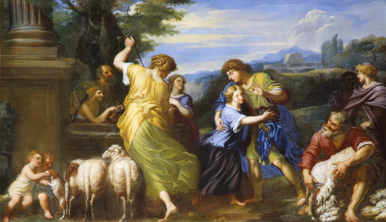 Jacob och Rachel vid brunnen (olja på duk) av Roman School