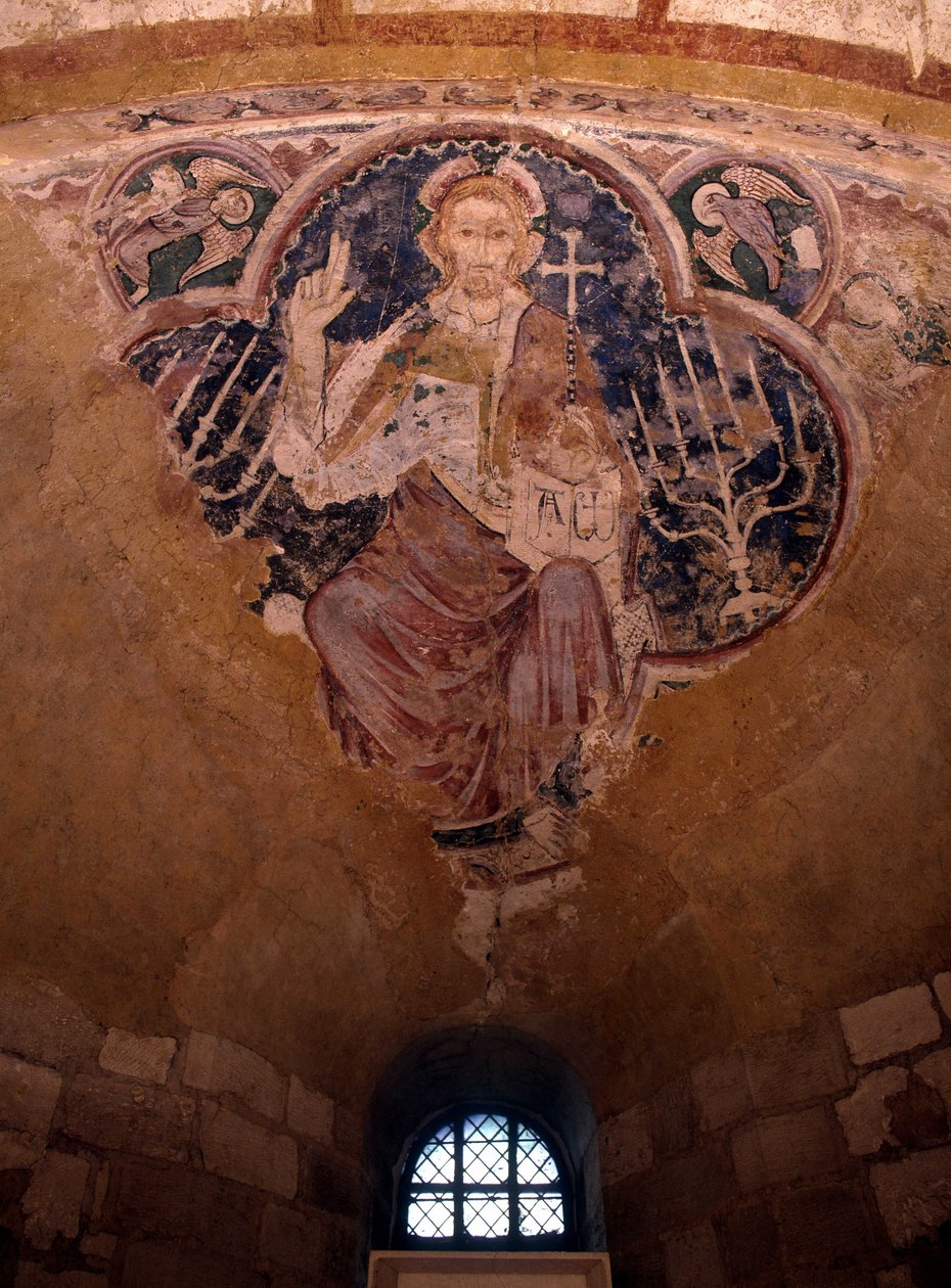 Kristus i majestät (i härlighet). Fresk från 1200-talet, kryptan av Cathedrale d