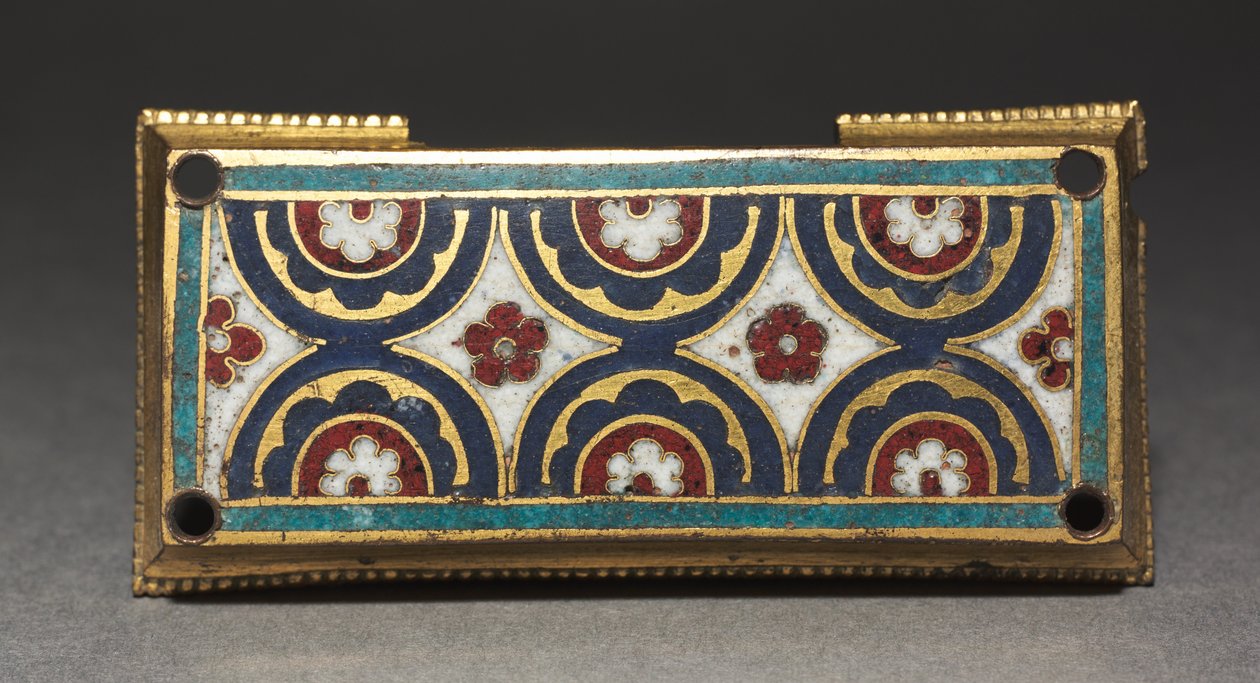 Plack, troligen från en relikvieskrin, ca 1180-1190 (förgylld koppar, champlevé och cloisonnéemalj) av Romanesque