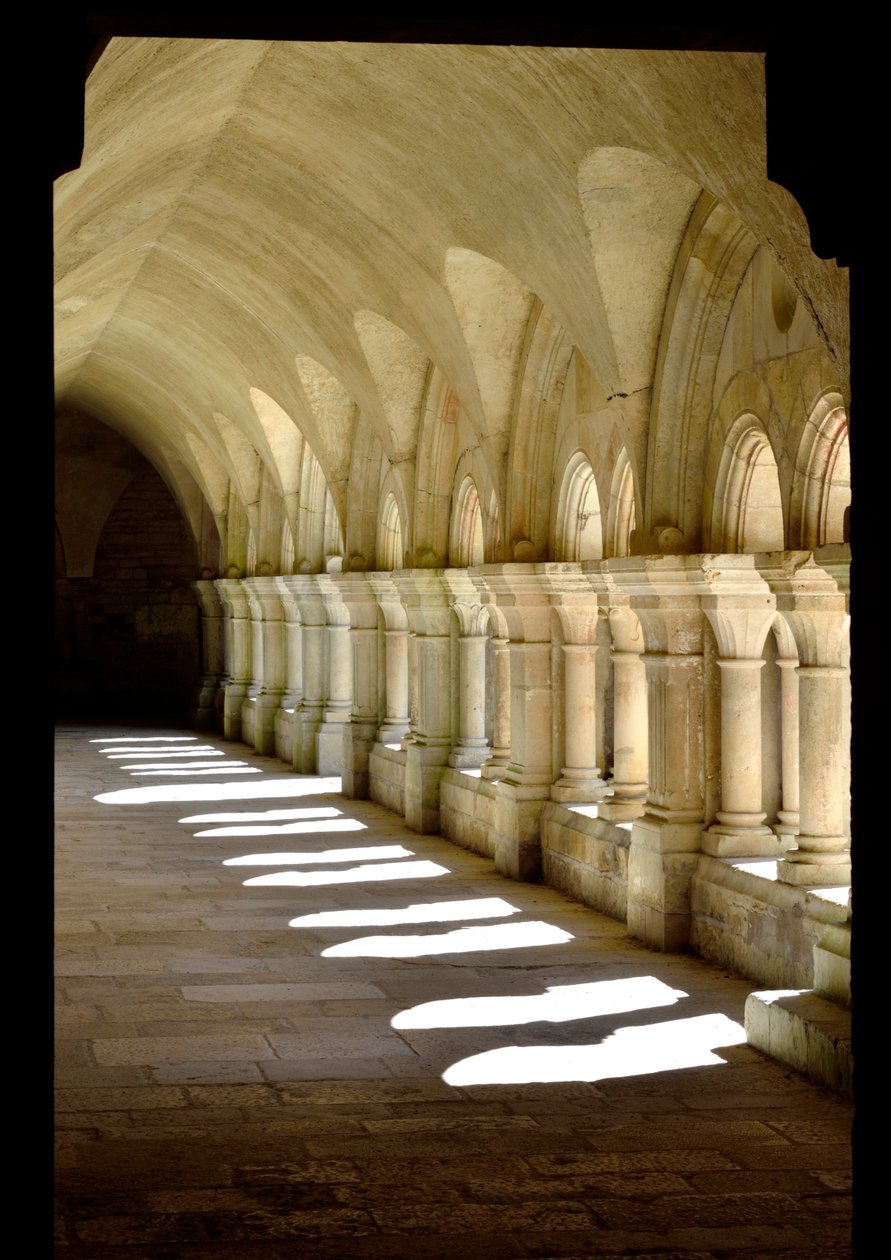 Romansk arkitektur: galleri för kloster i cistercienserklostret Fontenay, Bourgogne av Romanesque