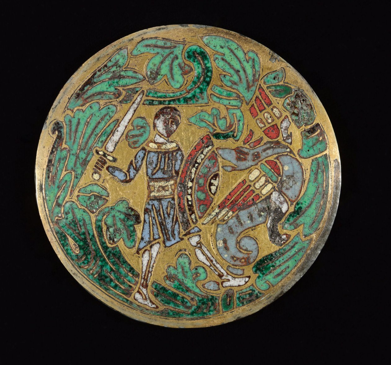 Krigare som kämpar mot en drake, ca 1170-1180 av Romanesque