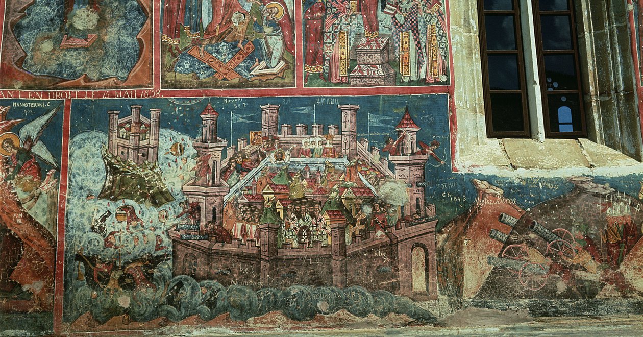 Belägring av Konstantinopel av Sultan Mehmet II (1432-81) 1453 av Romanian School