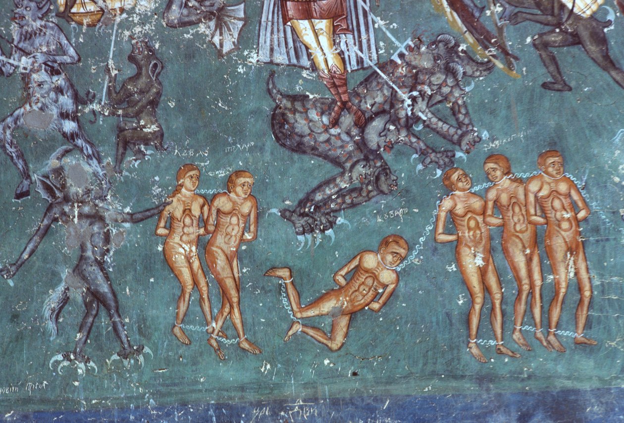 The Damned, detalj från The Last Judgement, 1547-50 av Romanian School