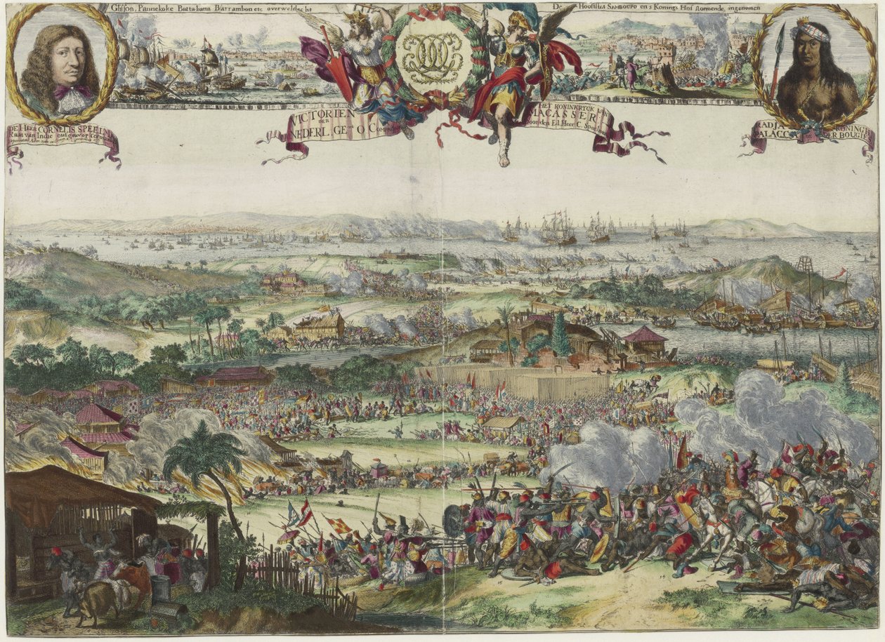 De inname van Macassar door Speelman van 1666 tot 1669 av Romeyn de Hooghe