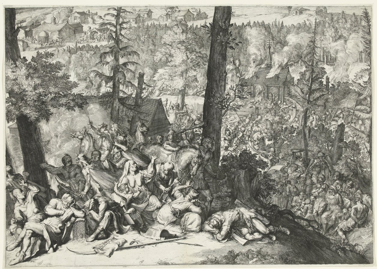 Hertig Karl V av Lorraine och markgreve Louis Willem van Baden-Badens seger över turkarna, 1687 av Romeyn de Hooghe (attributed to)