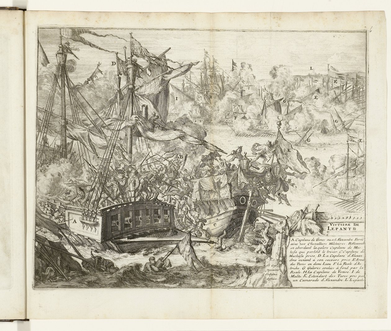 Slaget vid Lepanto, 1571 Victoire de Lepanto (titel på objekt) Guerres de Flandres (serietitel) av Romeyn de Hooghe (attributed to)