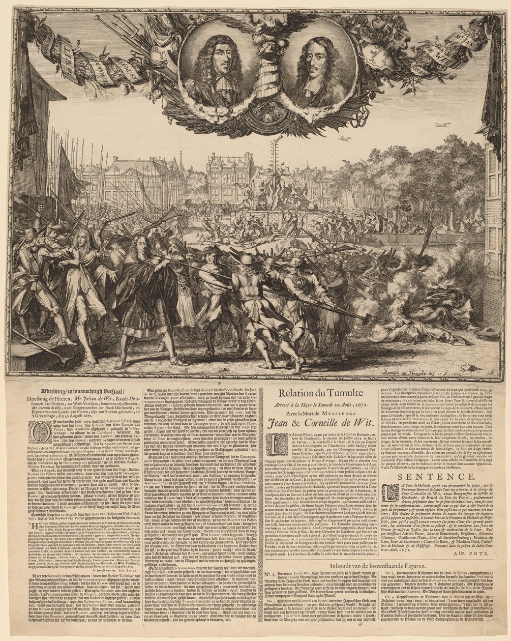 Image and Truthful Story... (Representation of the True Story of Johan de Witt...) av Romeyn de Hooghe