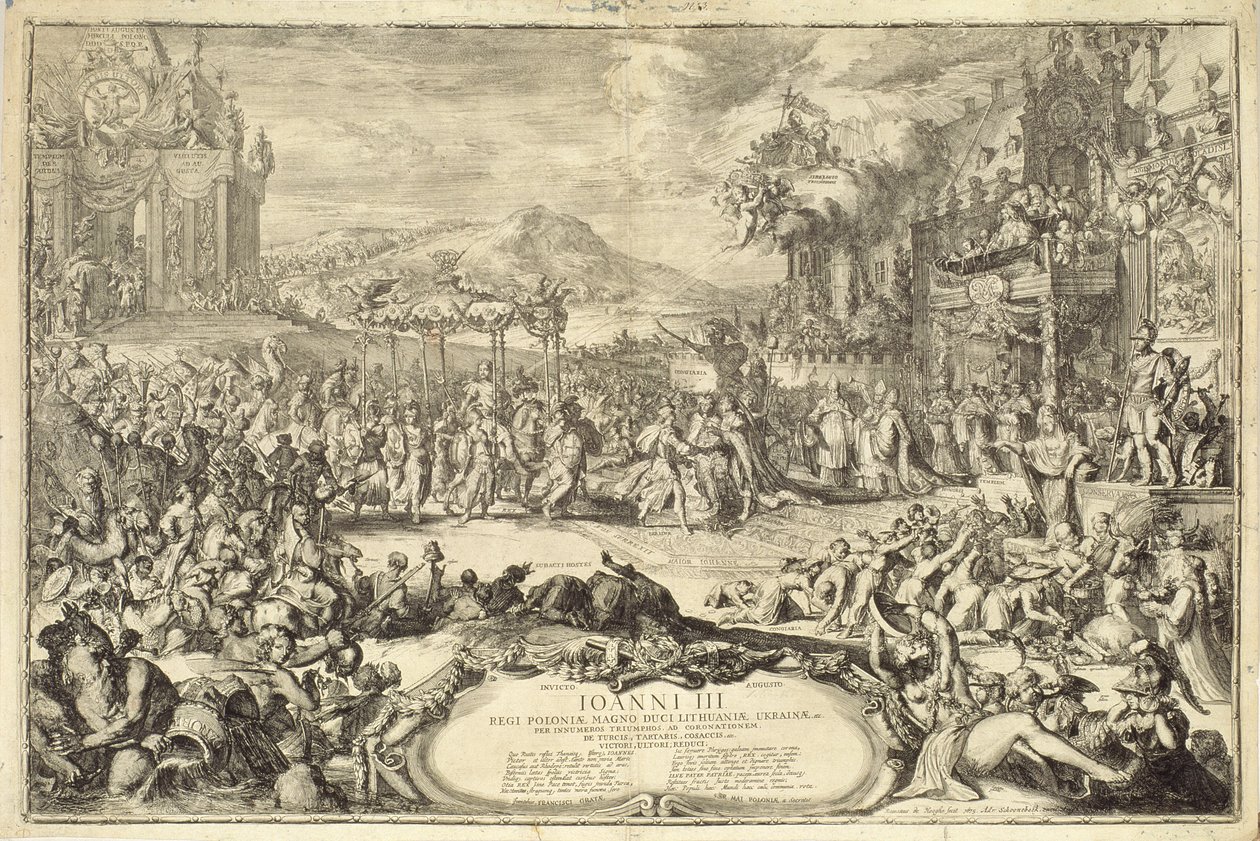 Johannes III:s (1629-96) kröningsresa till Polen, 1675 av Romeyn de Hooghe
