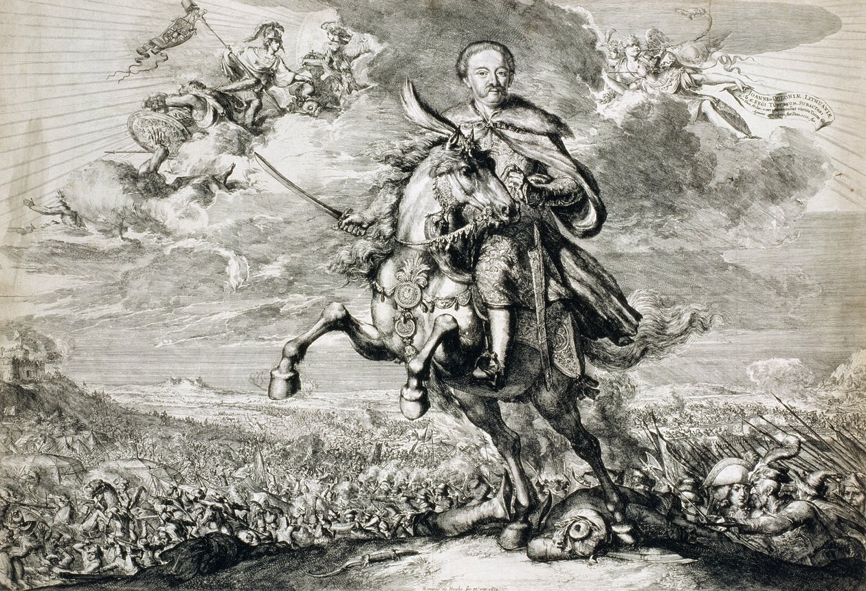 Glorifiering av John Sobieski III (1629-96) i slaget vid Chocim, 1674 av Romeyn de Hooghe