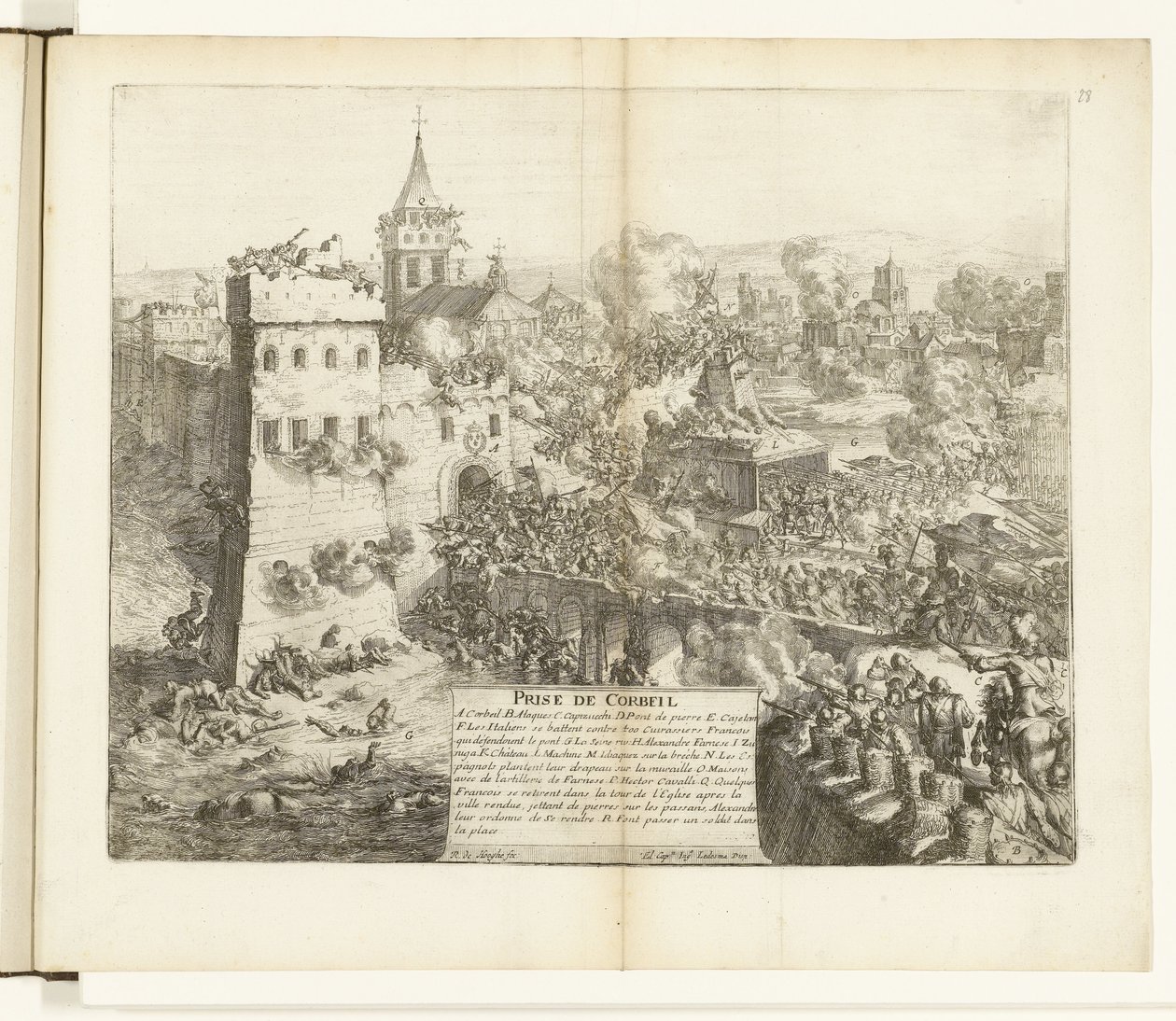 Inname van Corbeil, 1590 Capture of Corbeil (titel på objekt) Wars of Flanders (serietitel) av Romeyn de Hooghe