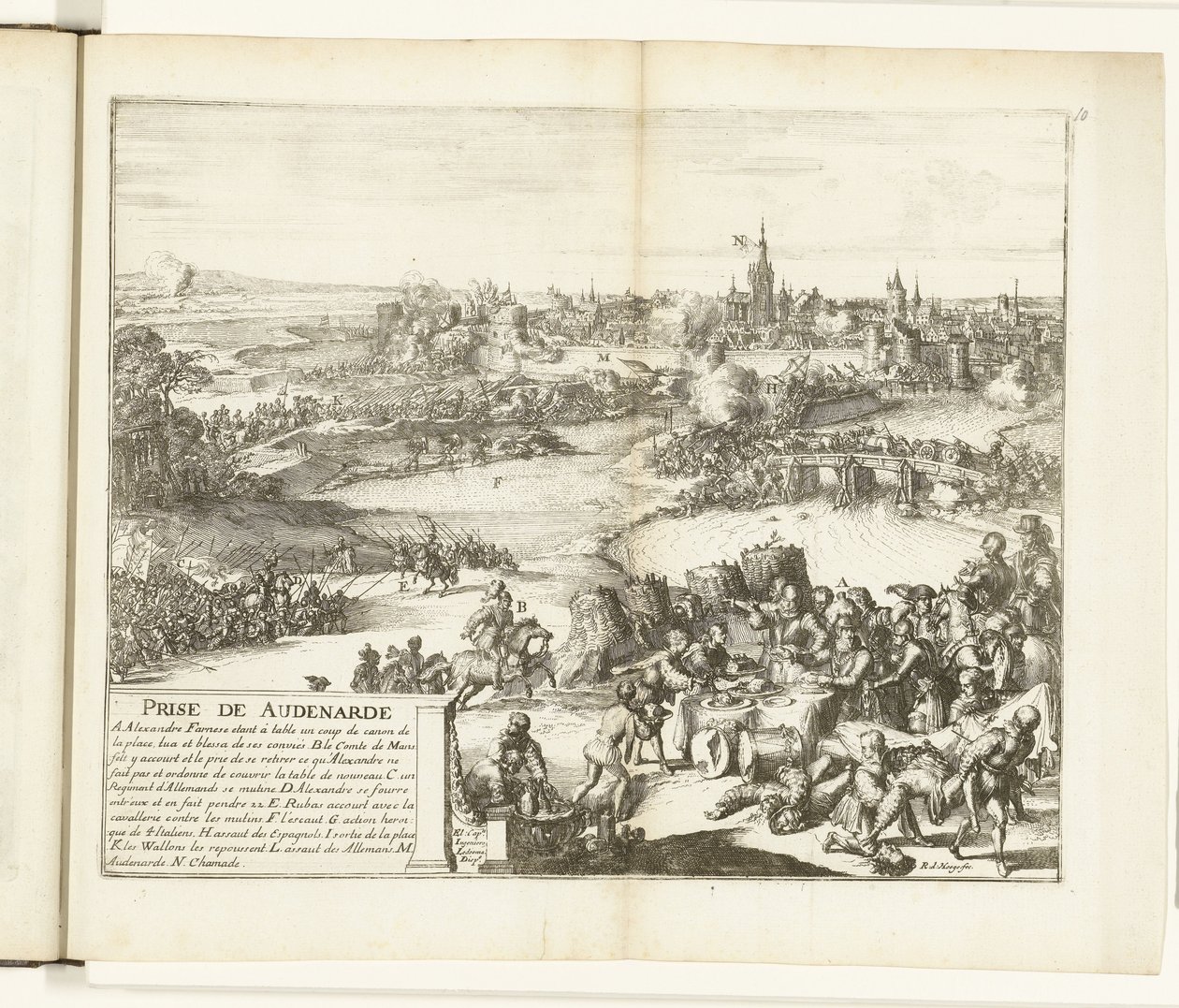 Tar Oudenaarde, 1582 Prize de Audenarde (titel på objekt) Guerres de Flandres (serietitel) av Romeyn de Hooghe