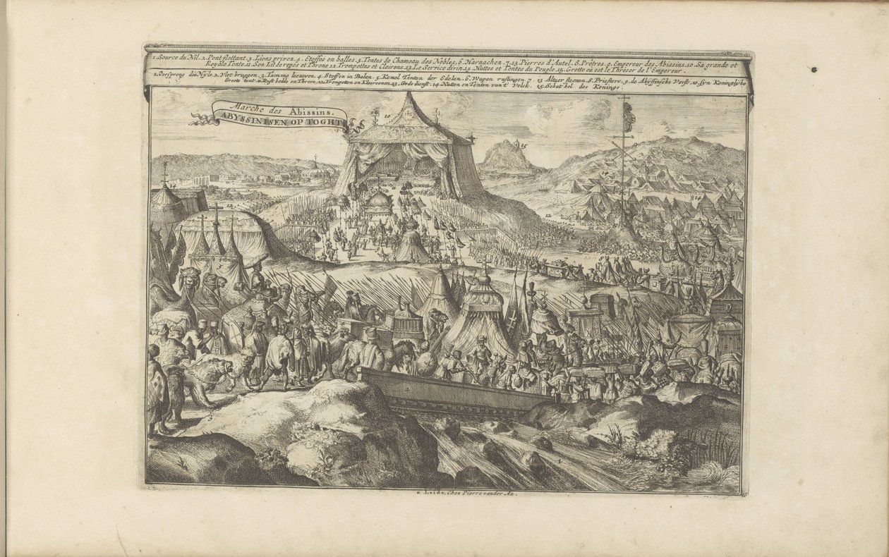 Optocht van Abessijn Abyssinien op Tight / Marche des Abissins (titel på objekt) Öst- och Västindien och andra platser (serietitel) av Romeyn de Hooghe