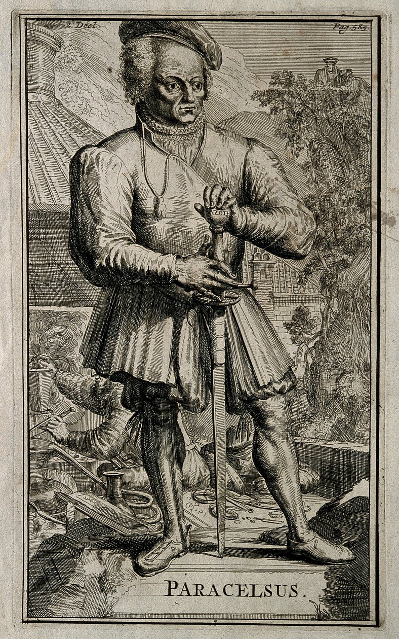 Philippus Theophrastus Aureolus Bombastus von Hohenheim Paracelsus. av Romeyn de Hooghe