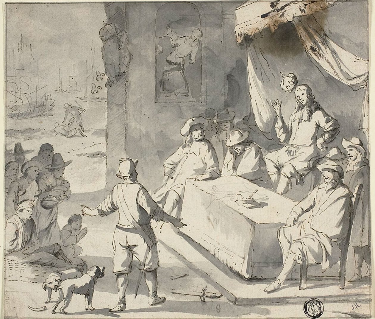 Scen ur holländsk historia: Supplicants before Ruler av Romeyn de Hooghe