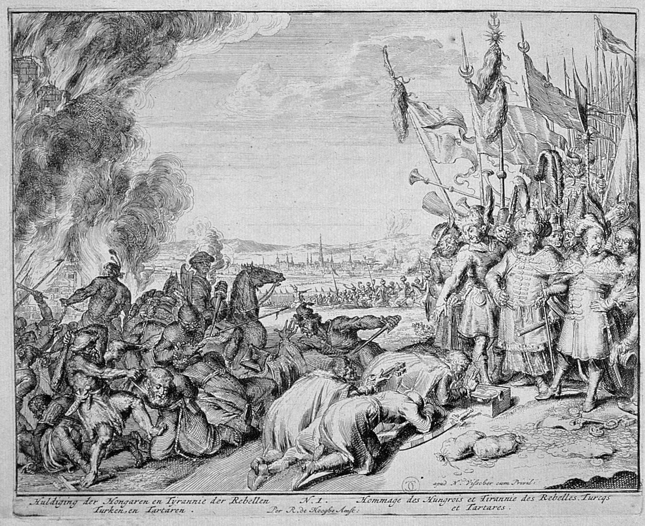 Vienna Print Cycle, Homage of the Ungrians, 1683 av Romeyn de Hooghe
