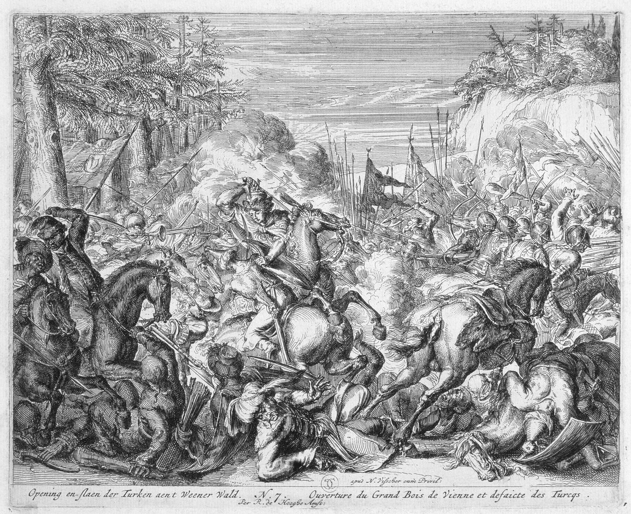 Vienna Print Cycle, polskt kavalleri som börjar striden i Wienskogen, 1683 av Romeyn de Hooghe
