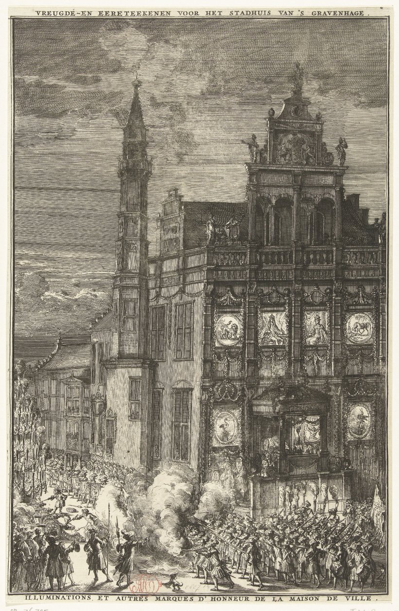 Glädjetecken framför stadshuset, 1691 av Romeyn de Hooghe