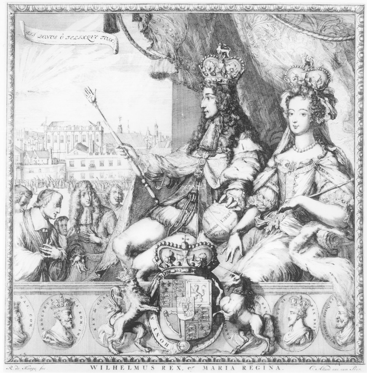 Vilhelm III (1650-1702) och Maria II (1662-94) graverade av konstnären, ca 1690 av Romeyn de Hooghe