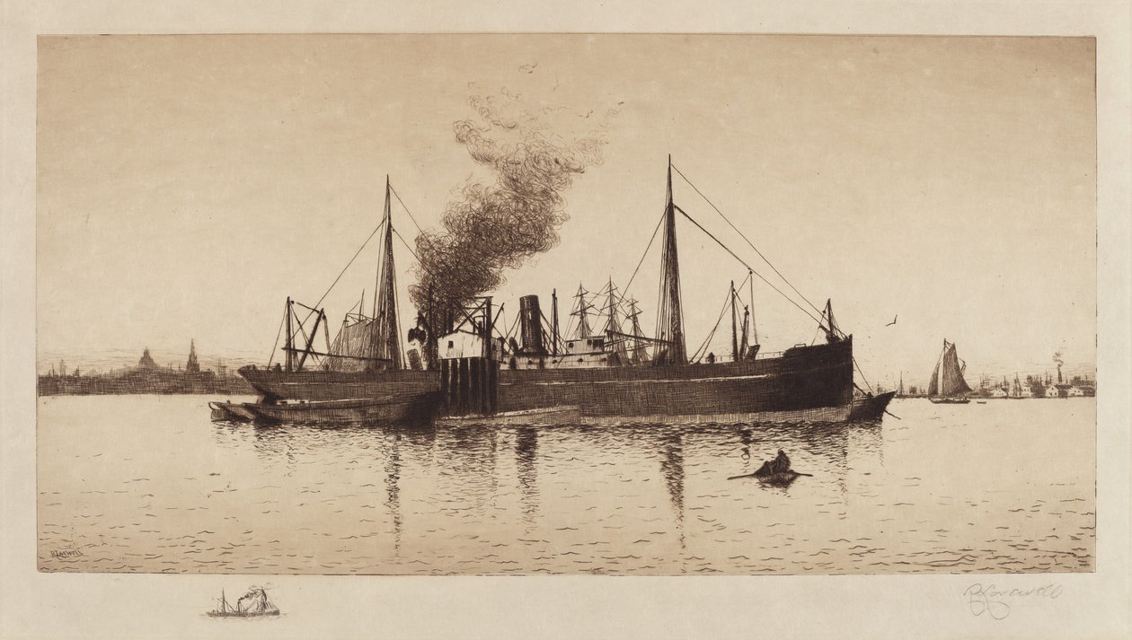 Untitled (Steamship In Boston Harbor) av Rominer Lovewell