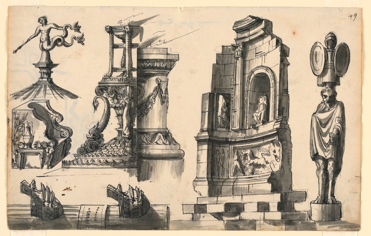 Arkitektoniska detaljer i klassisk och pseudo-klassisk stil av Romolo Achille Liverani