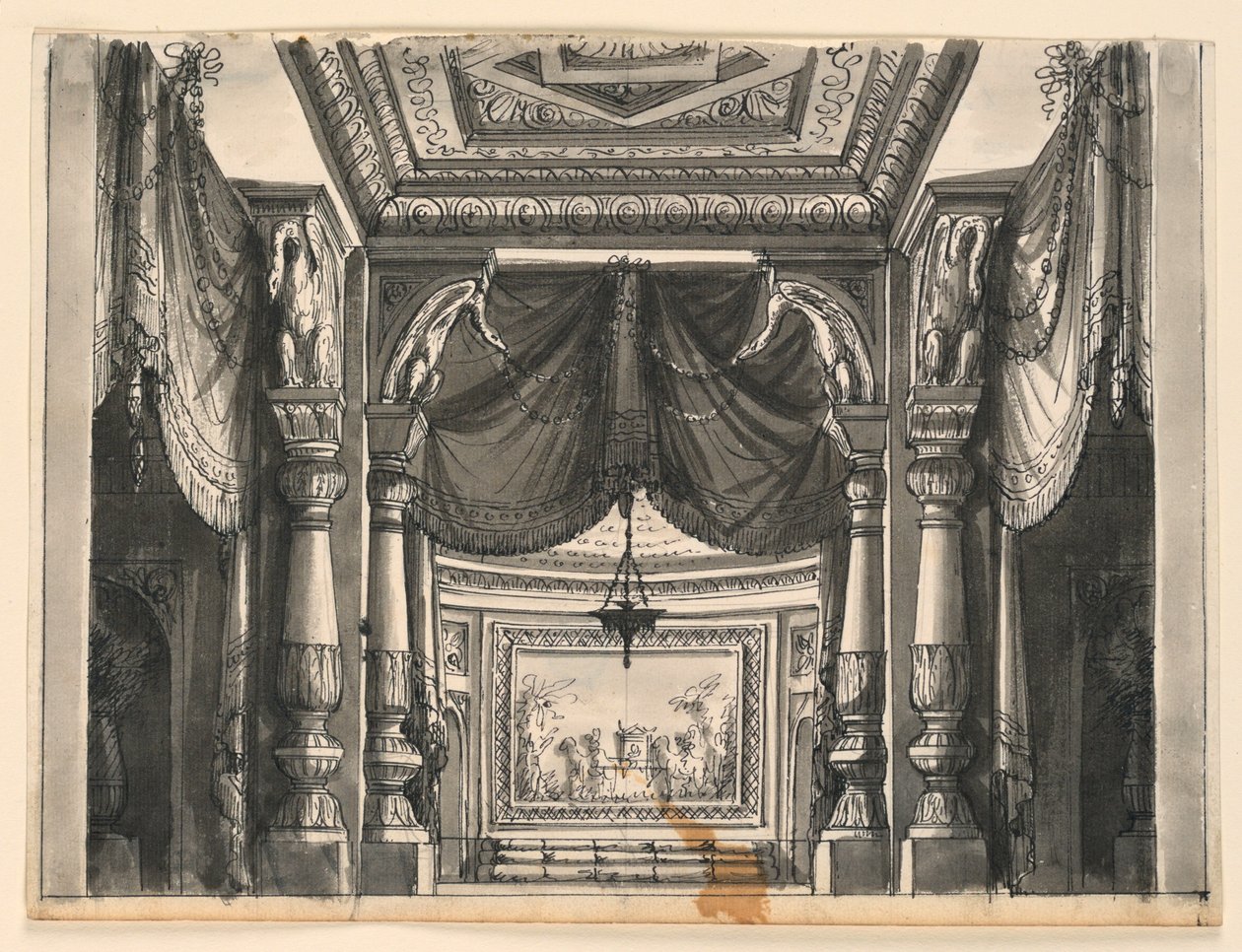 Scendesign, interiör av Oriental Palace av Romolo Achille Liverani