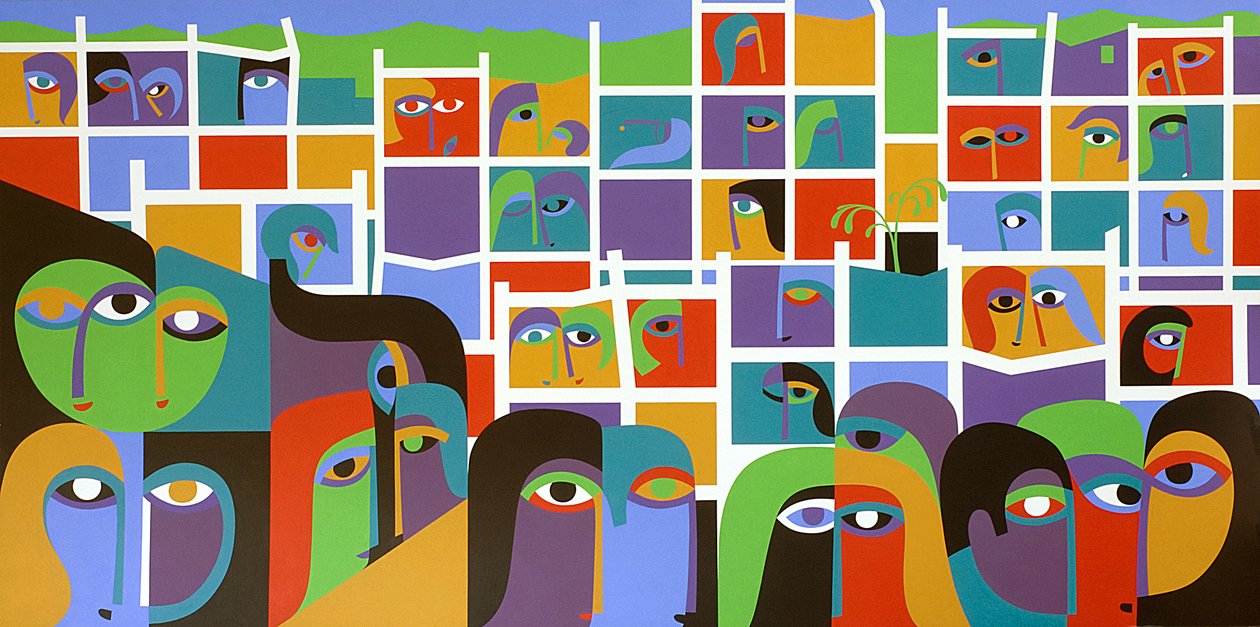 Desolation and Regeneration, 1987 (akryl ombord) av Ron Waddams
