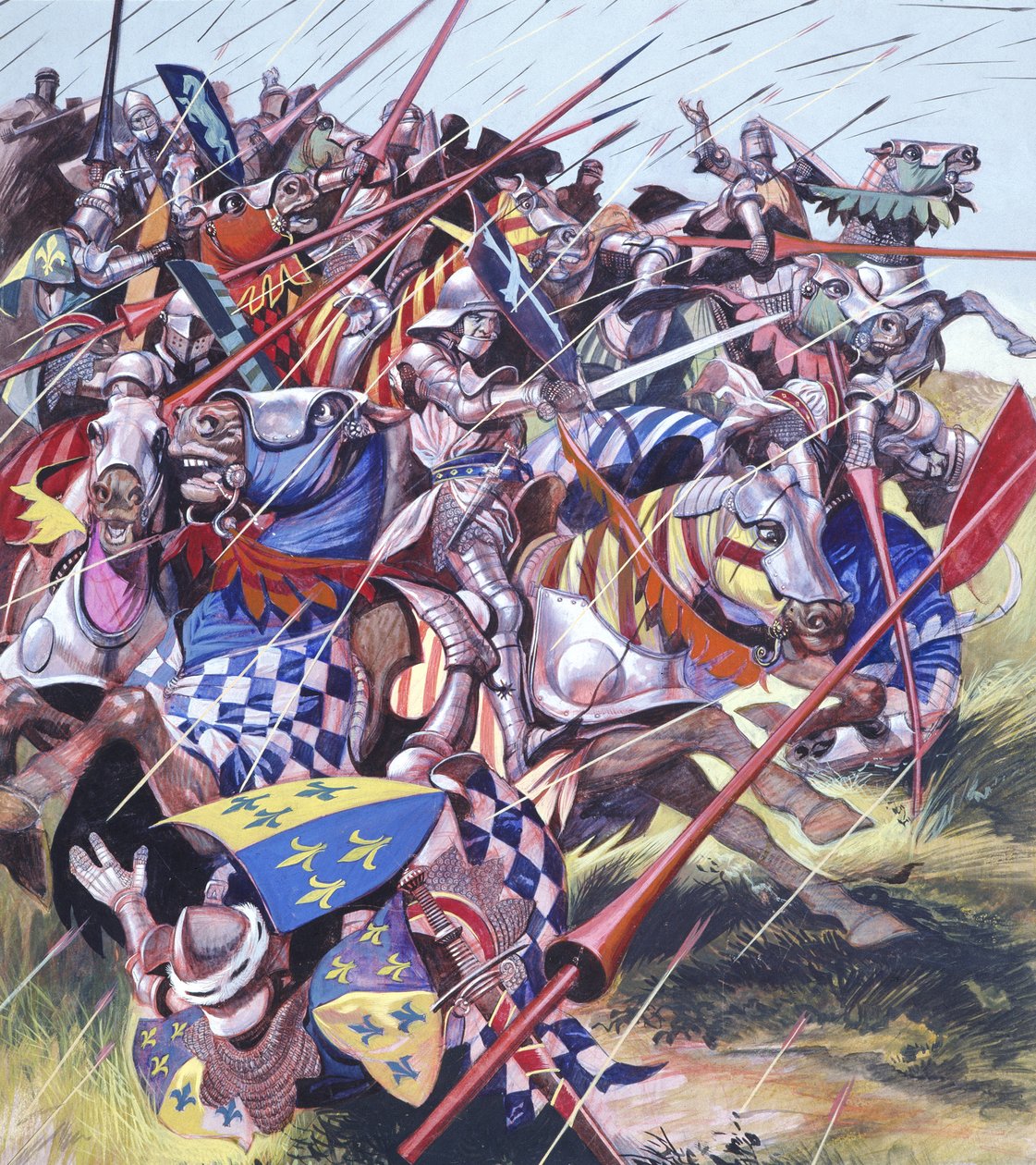 Agincourt - Den omöjliga segern 25 oktober 1415 (gouache på papper) av Ron Embleton