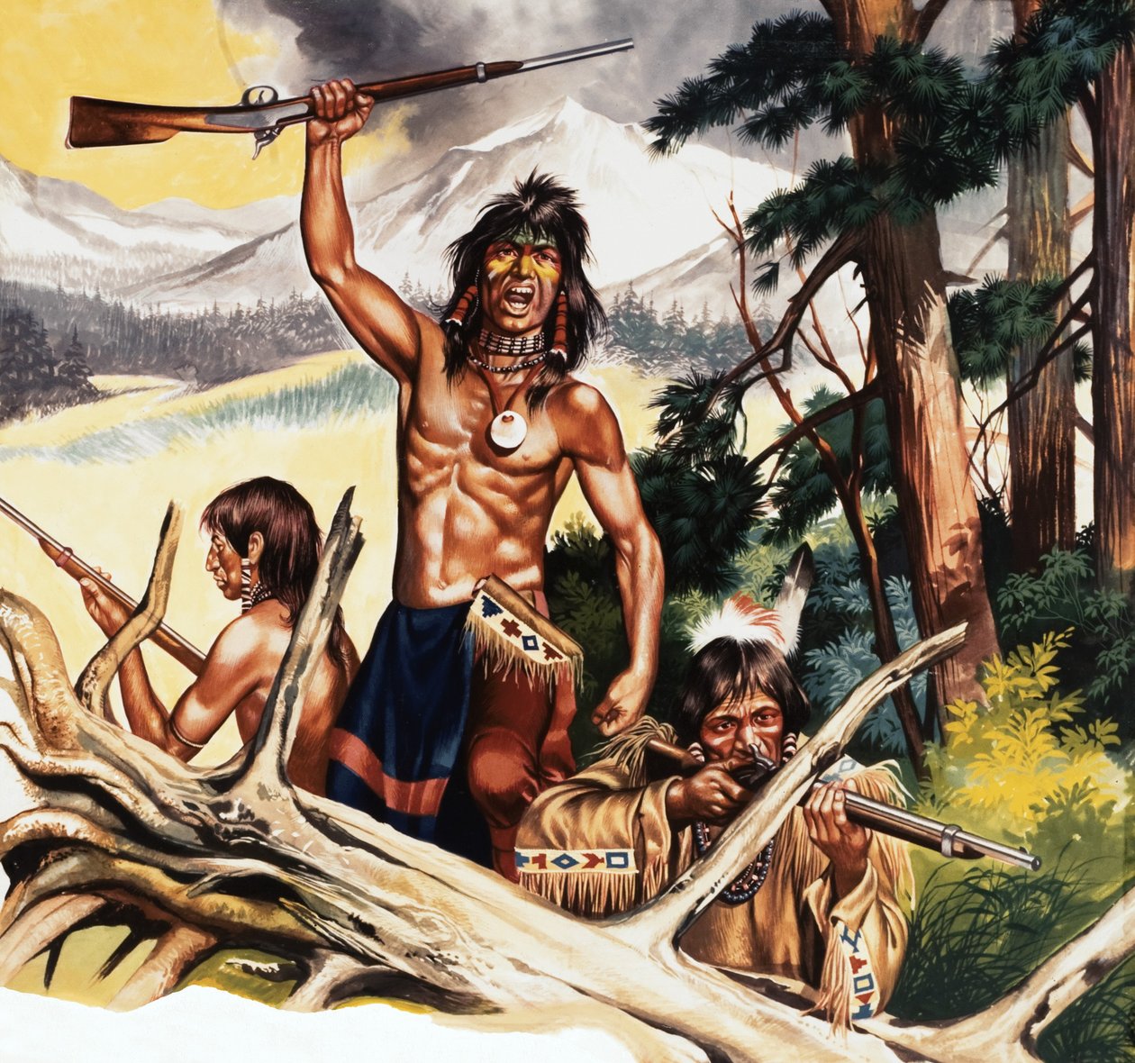 Amerikansk indian med gevär av Ron Embleton