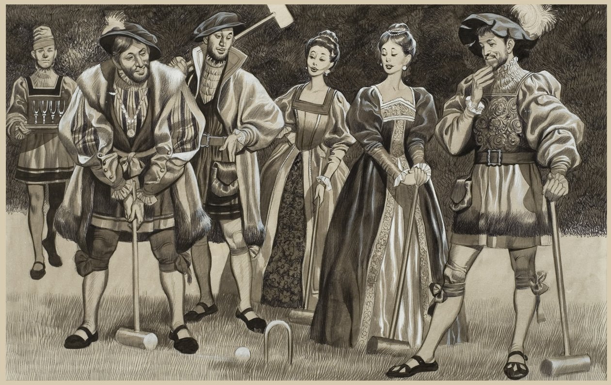Frans I (1494-1547) spelar krocket (gouache på papper) av Ron Embleton