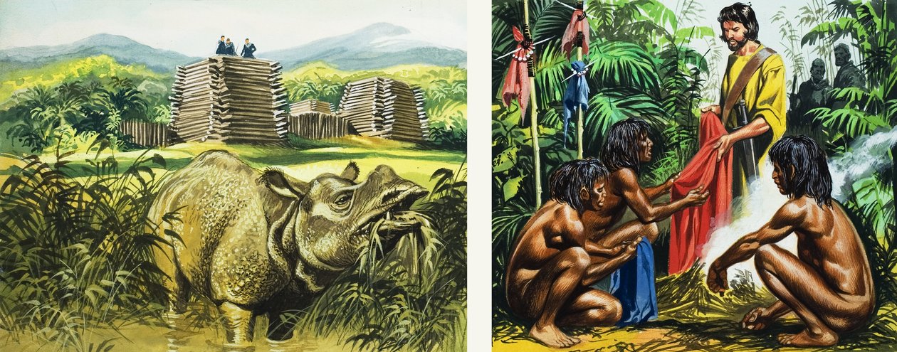 Marco Polo på Sumatra (gouache på papper) av Ron Embleton