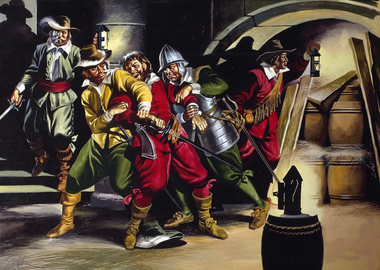 The Gunpowder Plot (gouache på papper) av Ron Embleton