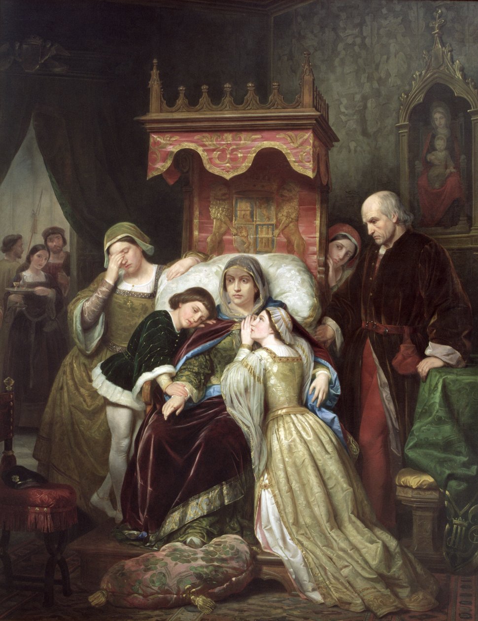Galenskapen hos Isabel av Portugal, ca 1855 (olja på duk) av Roque Pelegri