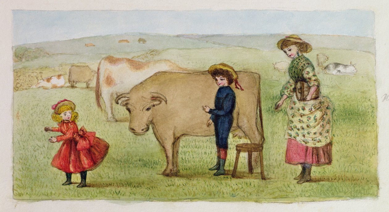 Mjölktid, Addiscombe, 1883 av Rosa Clementina Petherick