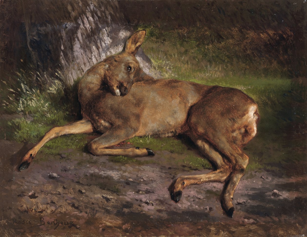 Ett rådjur i skogen (olja på duk) av Rosa Bonheur