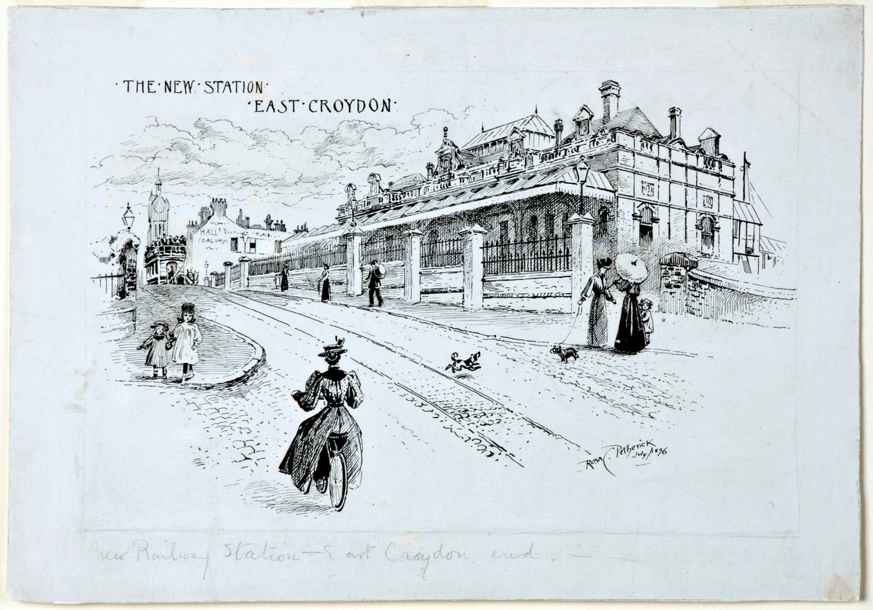 The New Station, East Croydon, juli 1896 (bläck på papper) av Rosa Clementina Petherick