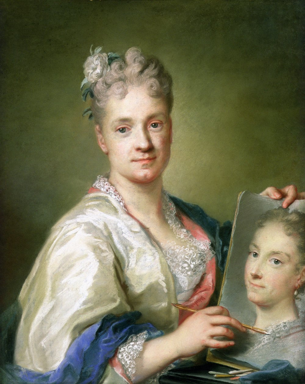 Självporträtt, 1709 (pastell på papper) av Rosalba Giovanna Carriera