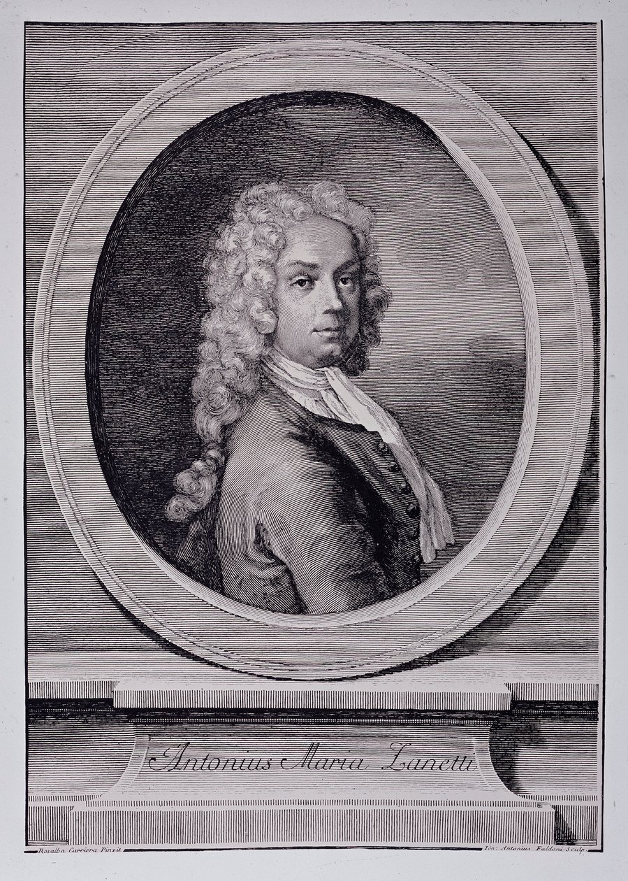 Porträtt av Antonio Maria Zanetti, italiensk serietecknare (gravyr av Rosalba Giovanna (after) Carriera