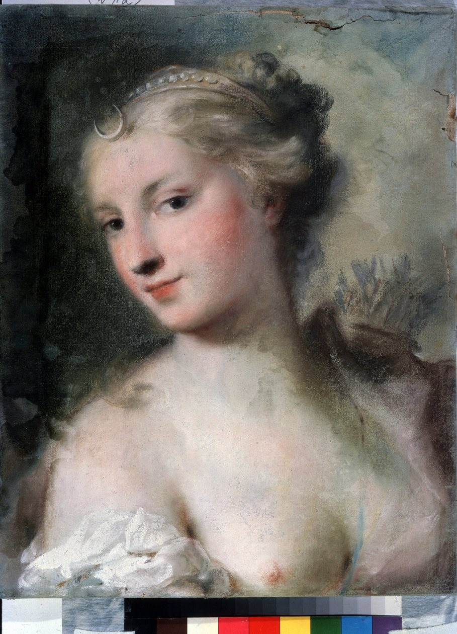 ""Diane"" (Diana) Pastellmålning av Rosalba Giovanna Carriera (1657-1757) cirka 1746 Pushkin Museum, Moskva av Rosalba Giovanna Carriera