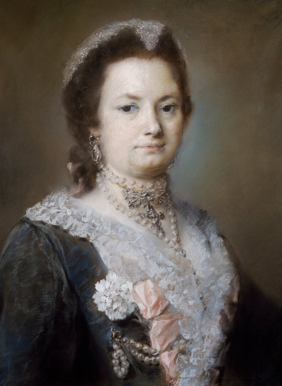 Porträtt av en dam (pastell på papper) av Rosalba Giovanna Carriera