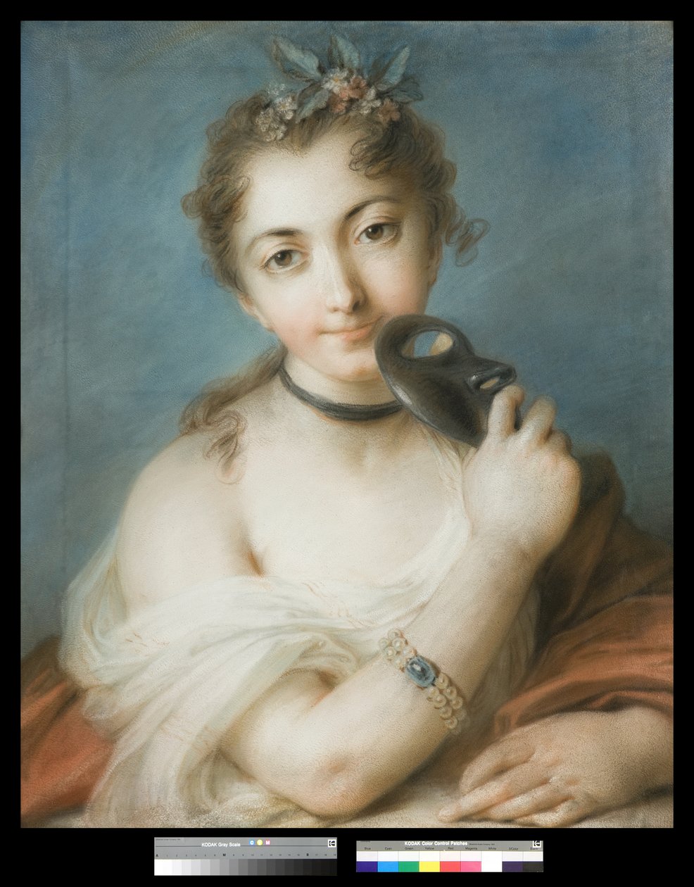 Porträtt av en kvinna med mask, ca 1720-30 av Rosalba Giovanna Carriera