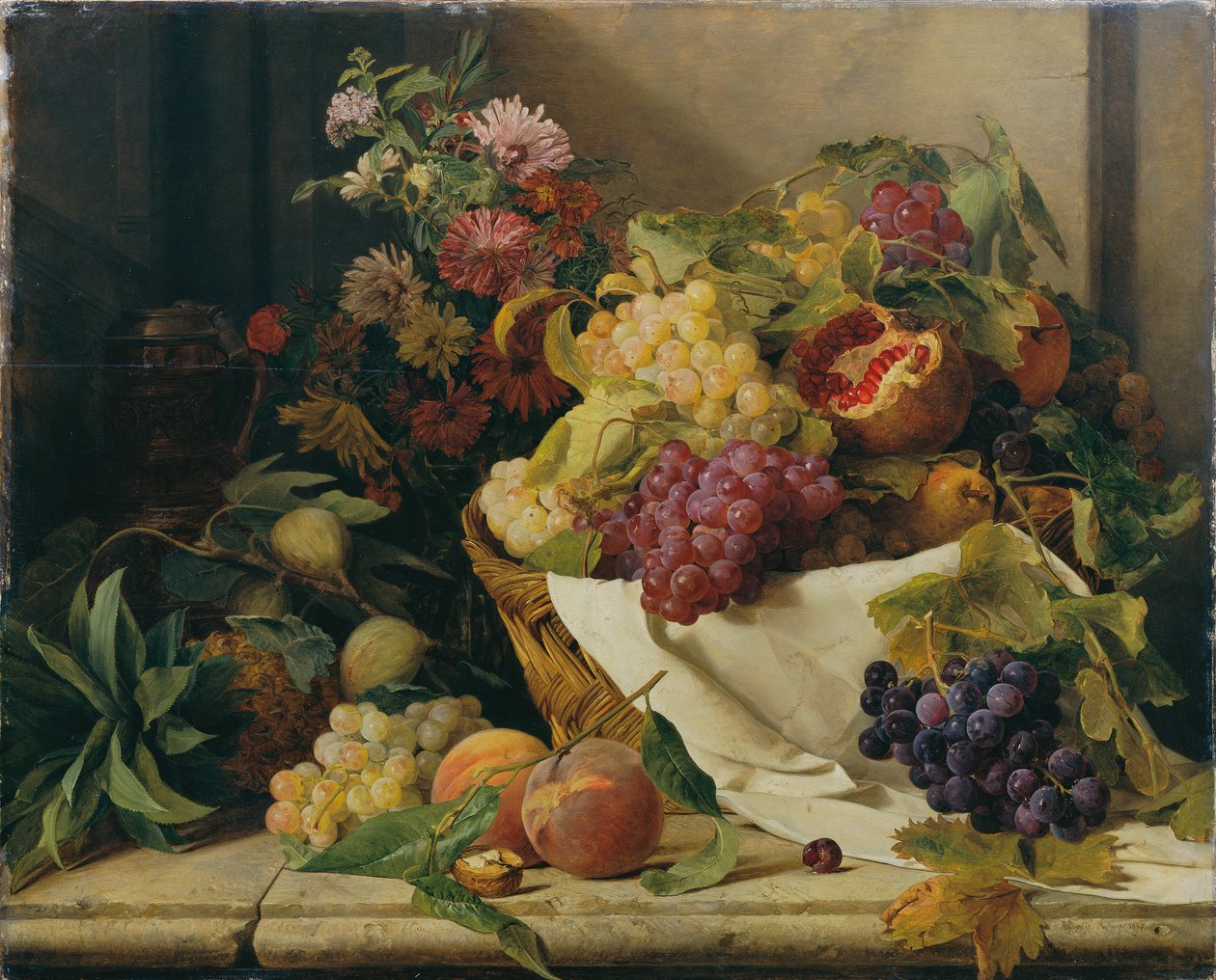Stilleben med frukt och blommor av Rosalia Amon