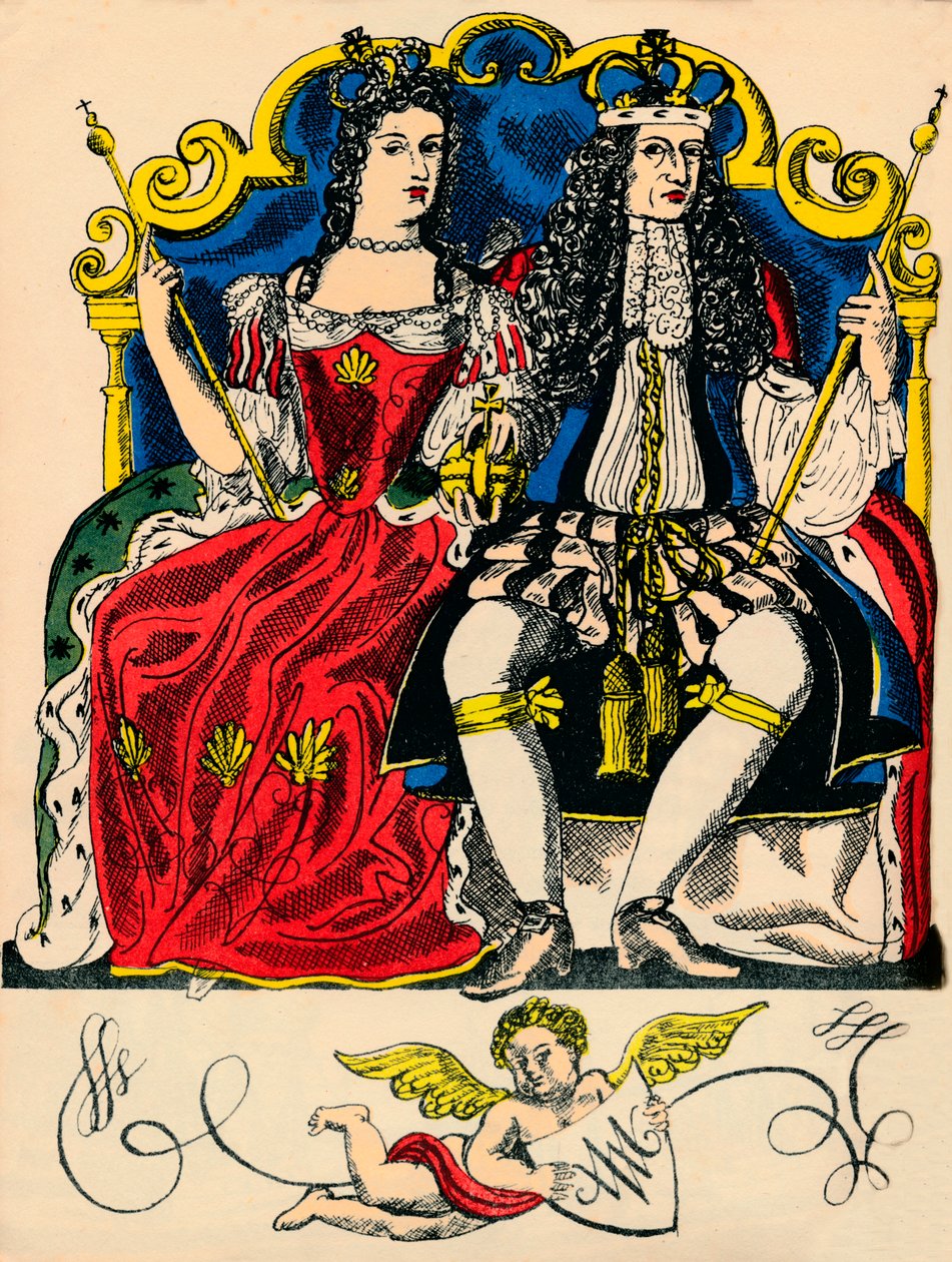 William III och Mary II, kung och drottning av Storbritannien och Irland från 1688, 1932 av Rosalind Thornycroft