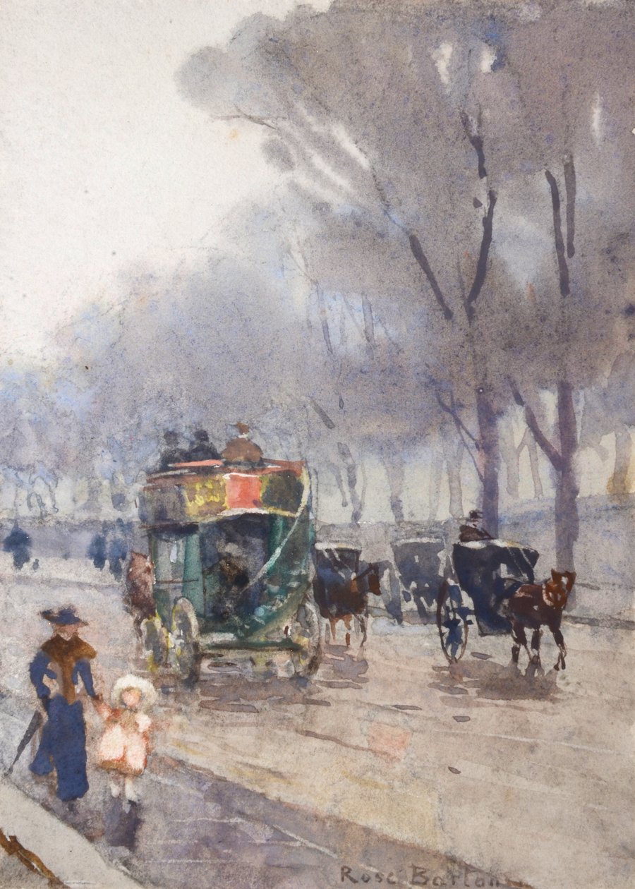 Park Lane med Omnibus (akvarell) av Rose Maynard Barton