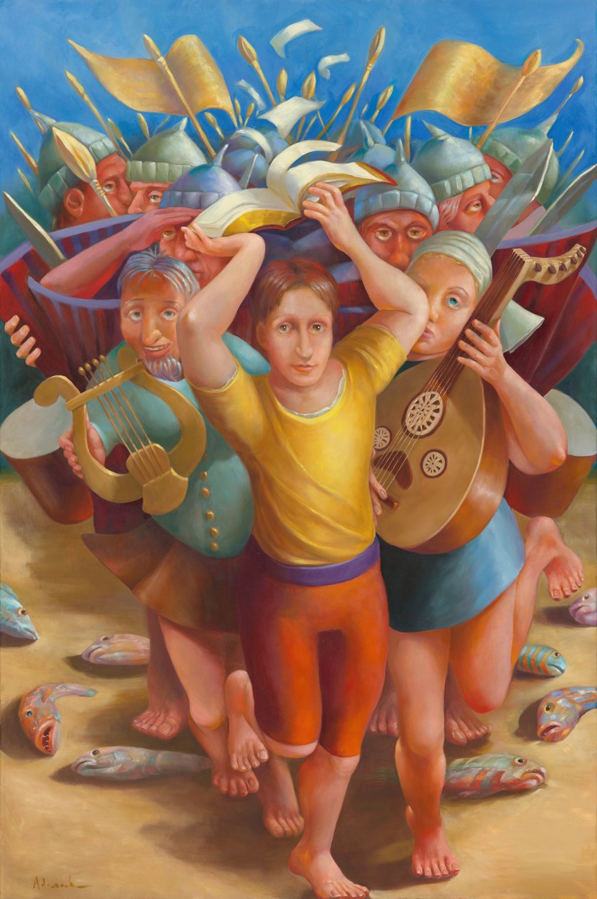 Crossing the Jordan, 2011 (olja på duk) av Rosemarie Adcock
