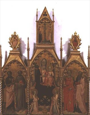Madonna och barn tronade med Saints (tempera på panelen) av Rossello di Jacopo Franchi