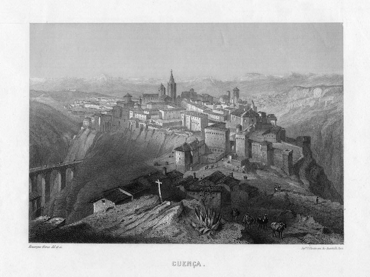 Cuenca, Spanien, 1800-talet. av Rouargue Brothers